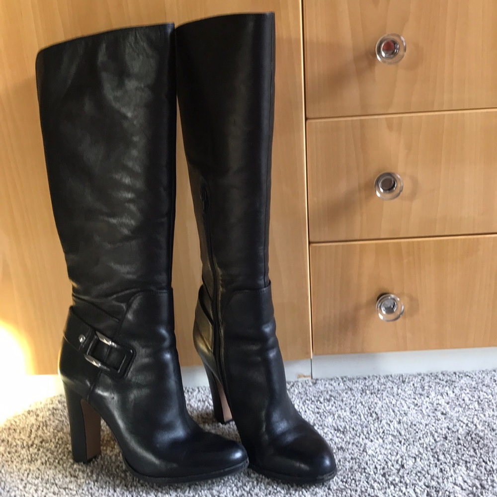 Sexy black leather boots
